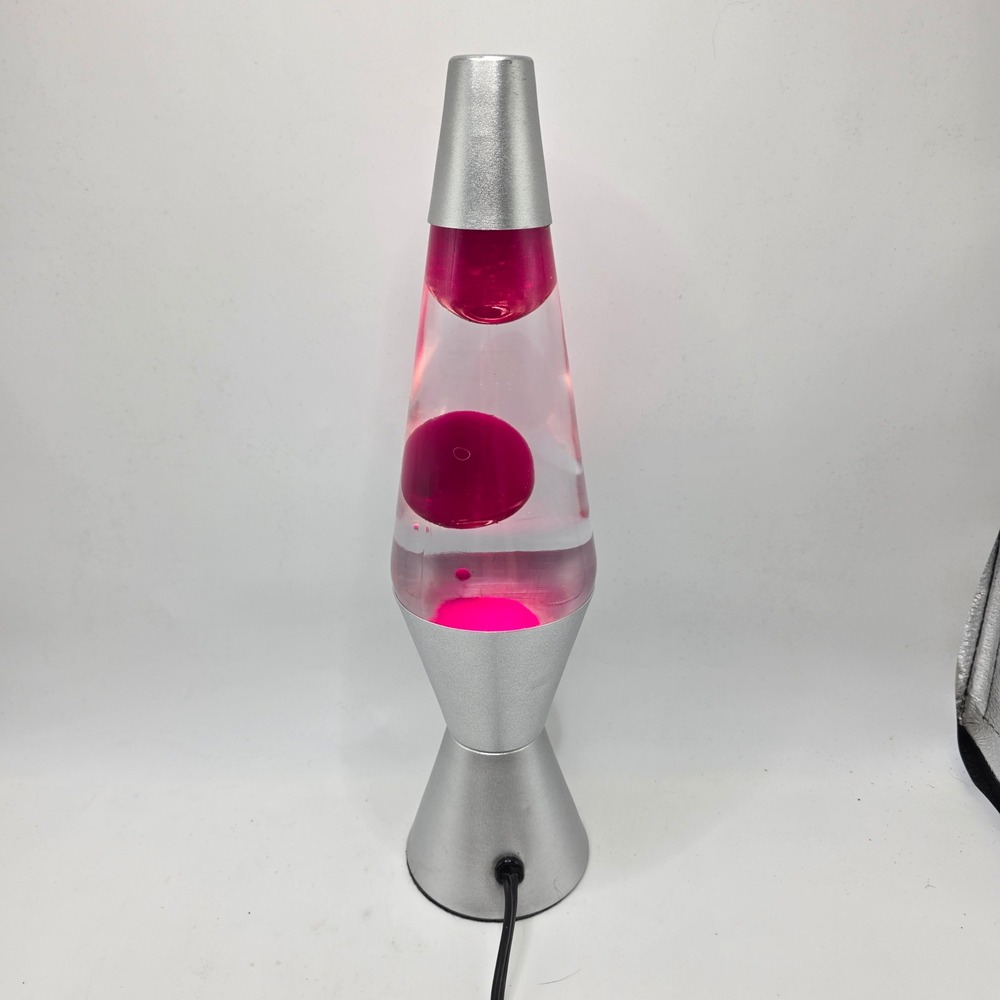 Lava Lite Motion Lamp Ruby Red Wax Silver Base Retro Mid Century Modern Decor - Picture 6 of 14